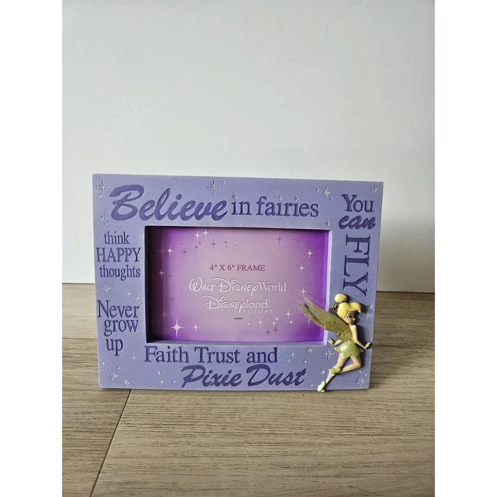 Disney Parks Storybook Wooden Picture Frame 4x6 Tink Tinker Bell Verbage Vintage